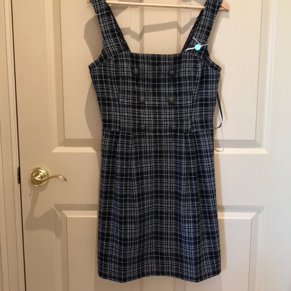 NWT BLACK/white plaid jumper, work dress size M